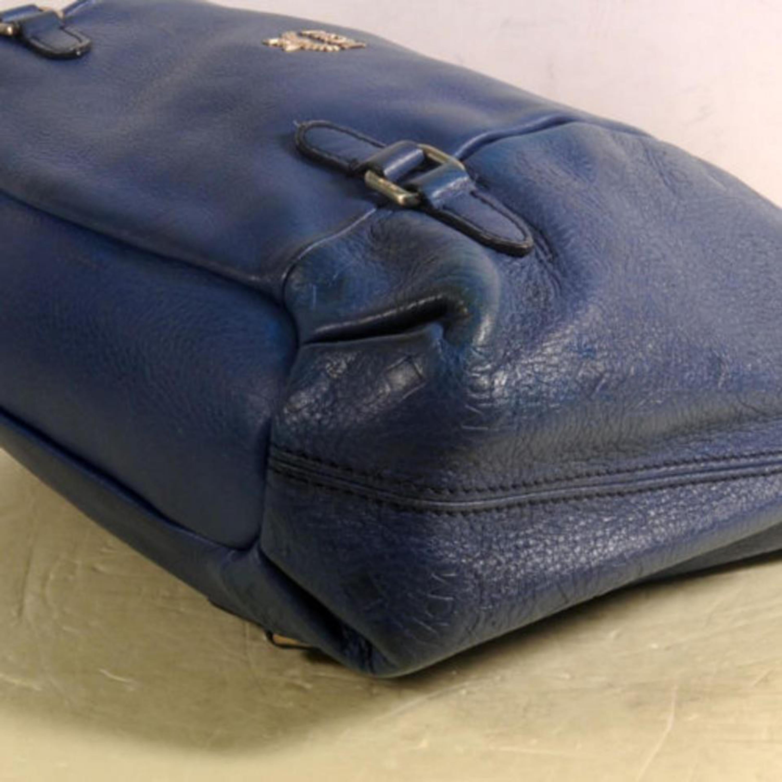 MCM Bicolor 2way Hobo 869446 Blue Leather Shoulder Bag For Sale 6