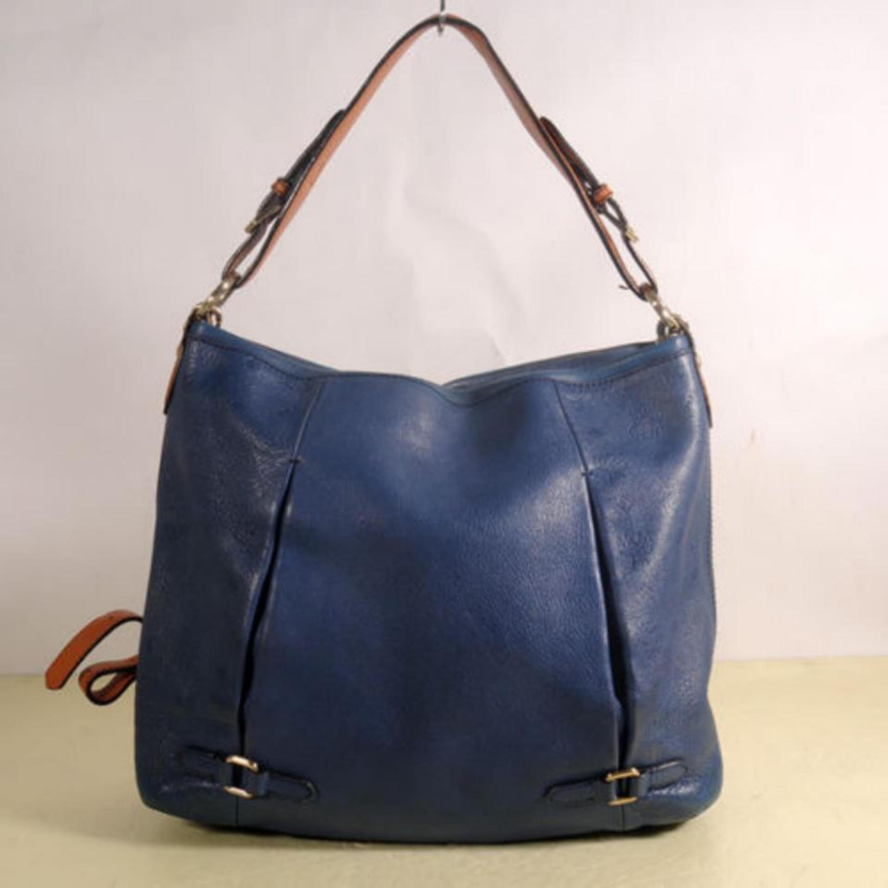 MCM Bicolor 2way Hobo 869446 Blue Leather Shoulder Bag For Sale 1