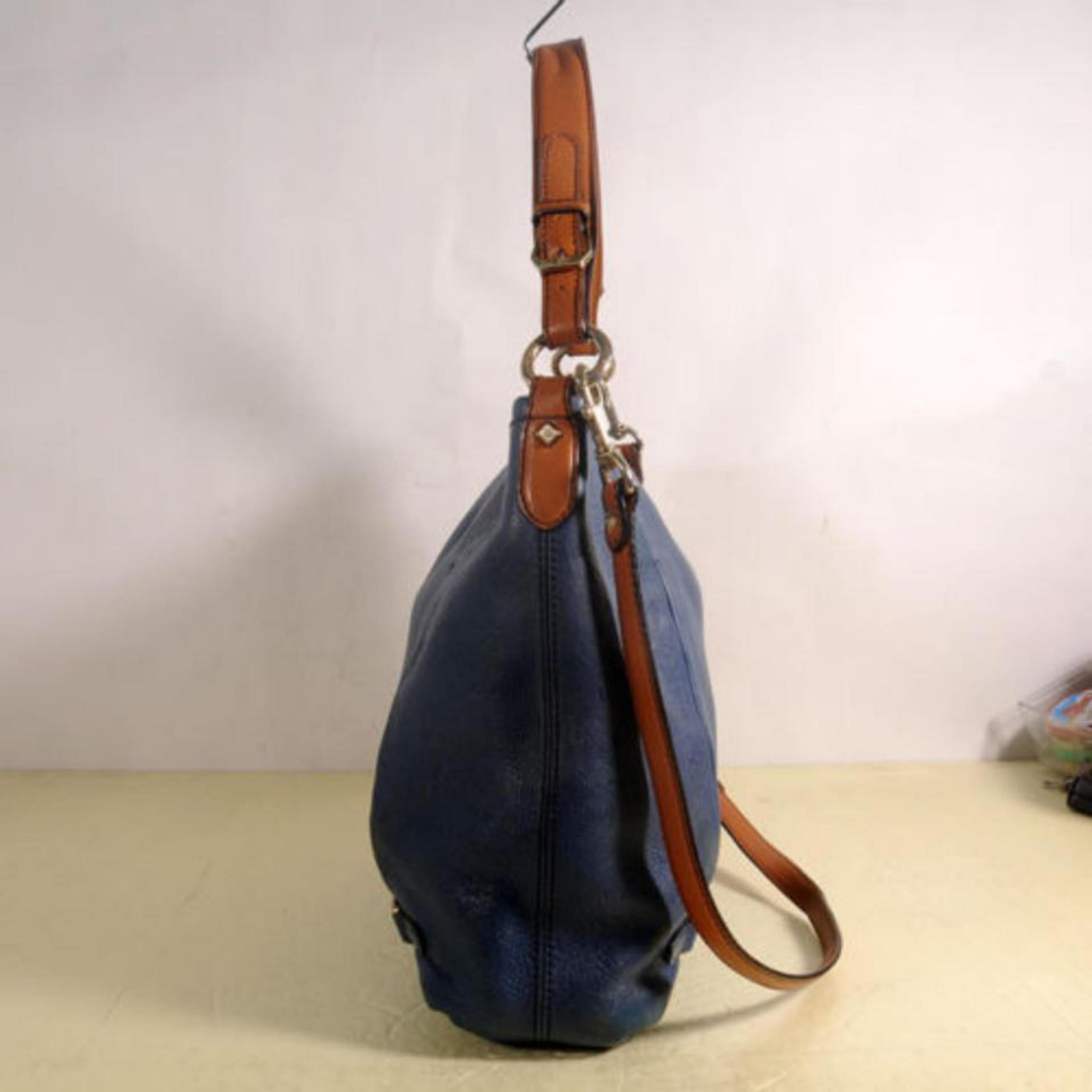 MCM Bicolor 2way Hobo 869446 Blue Leather Shoulder Bag For Sale 3
