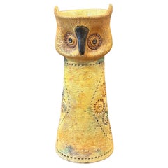 Vaso e portacandele MCM Bitossi Yellow Owl di Aldo Londi per Rosenthal Netter