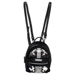 MCM Black Calfhair and Leather X Mini Crystal Stark-Bebe Boo Backpack