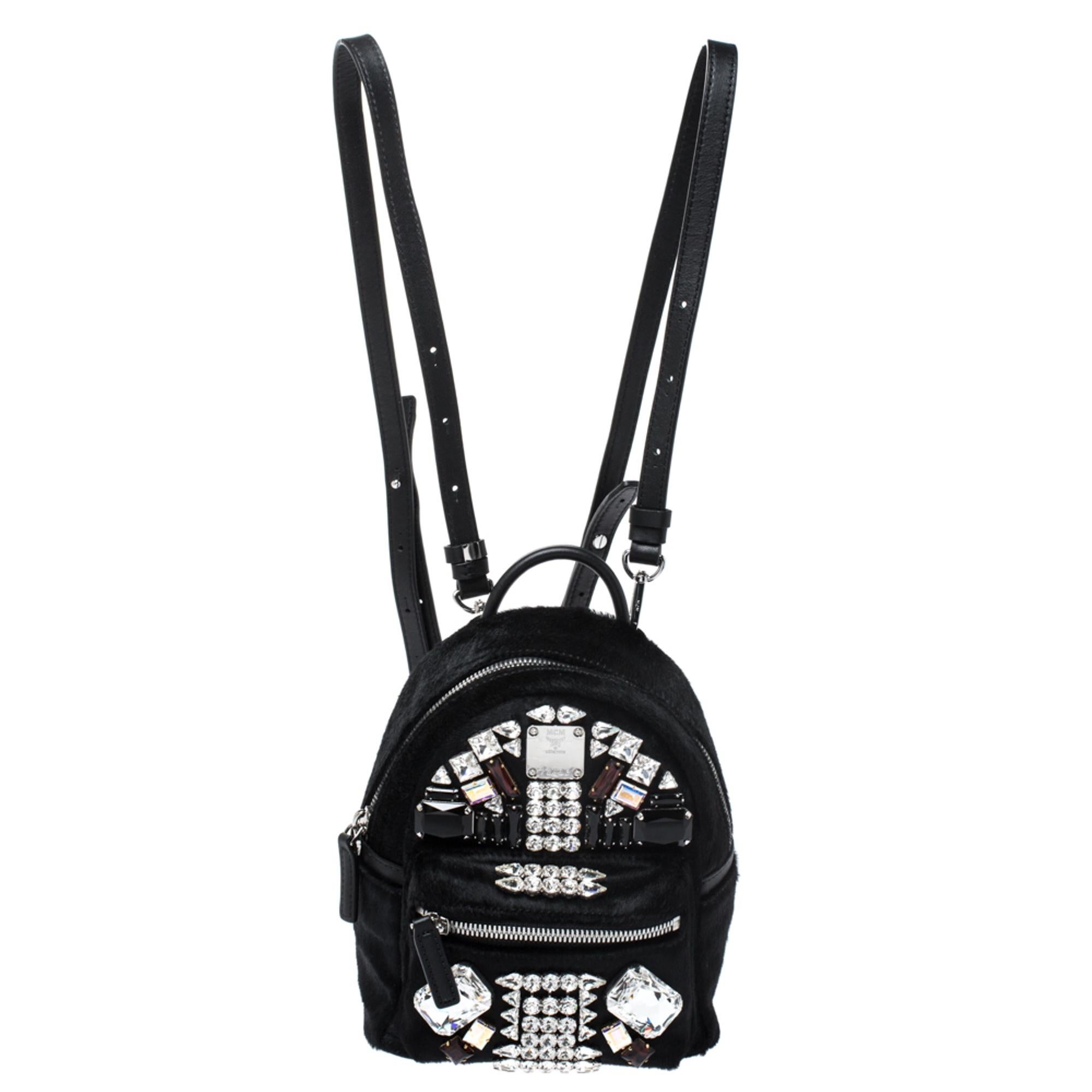 mcm white mini backpack