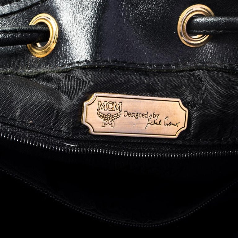 Vintage MCM Shoulder Bag Black Canvas and Leather. 