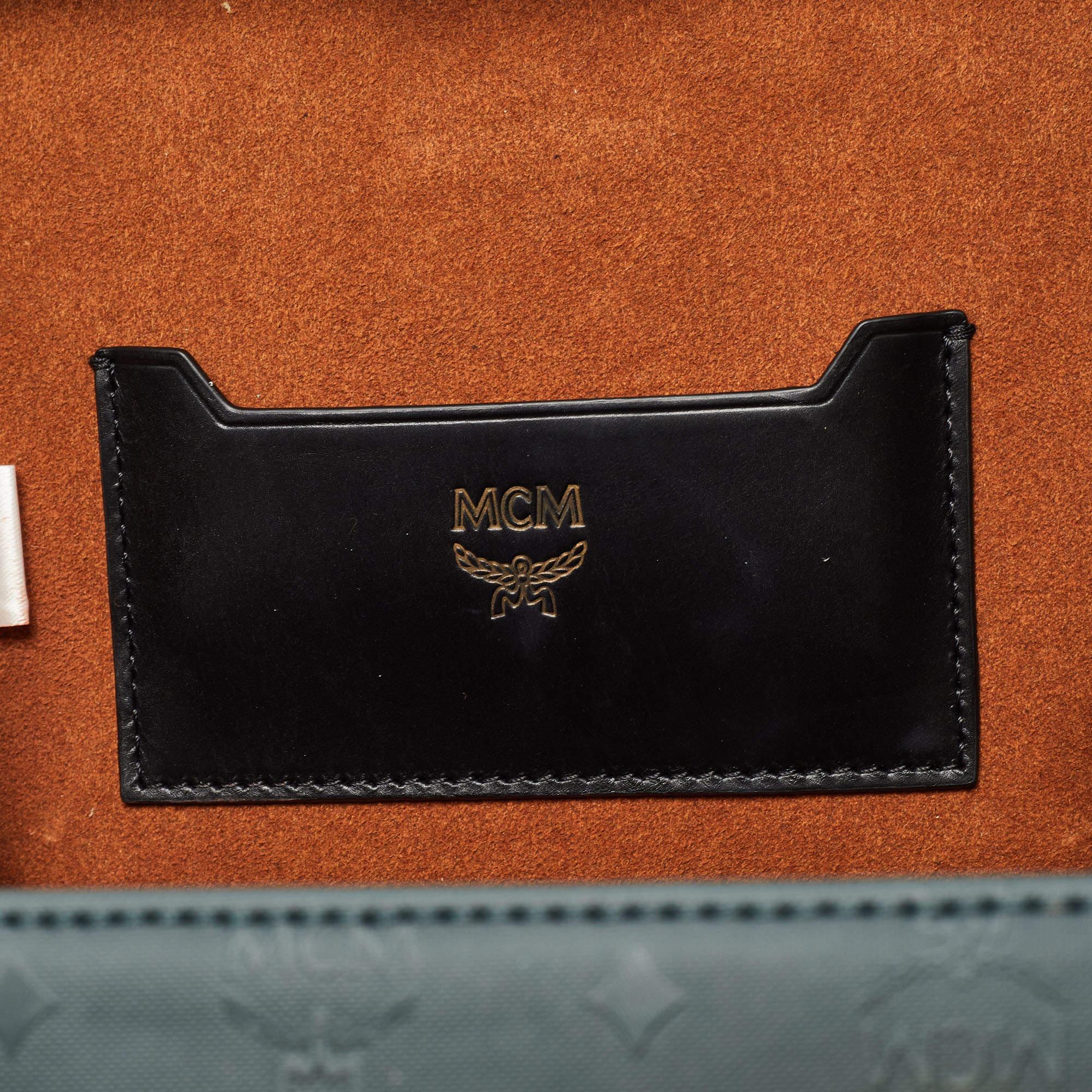 MCM Black/Green Visetos Coated Canvas and Leather Berlin Box Bag 8