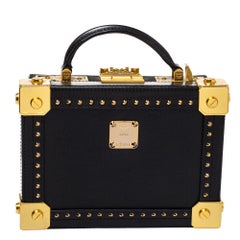 MCM Black Leather Berlin Box Bag