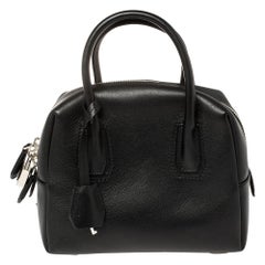 MCM Black Leather Boston Satchel