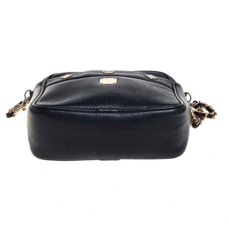 MCM Black Leather Camera Crossbody Bag at 1stDibs