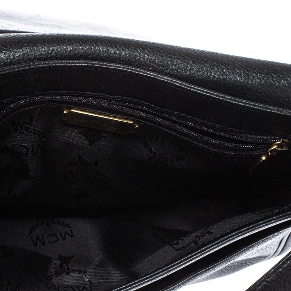 MCM Black Leather Flap Crossbody Bag 3