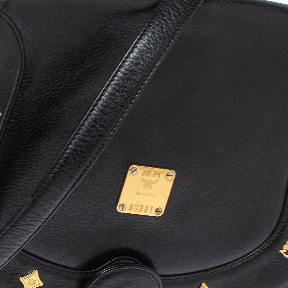 MCM Black Leather Flap Crossbody Bag 2