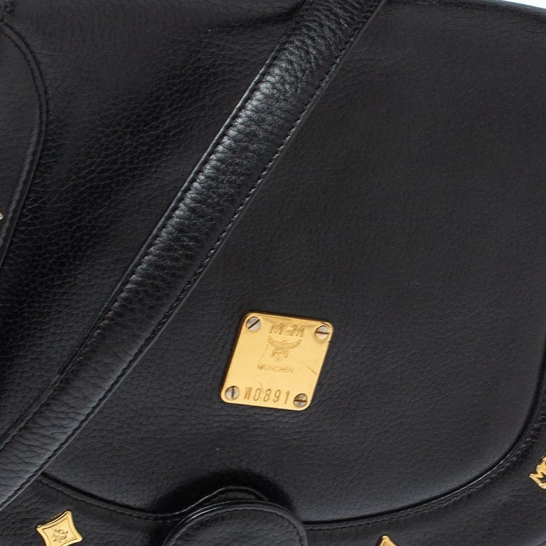 MCM Black Leather Flap Crossbody Bag at 1stDibs