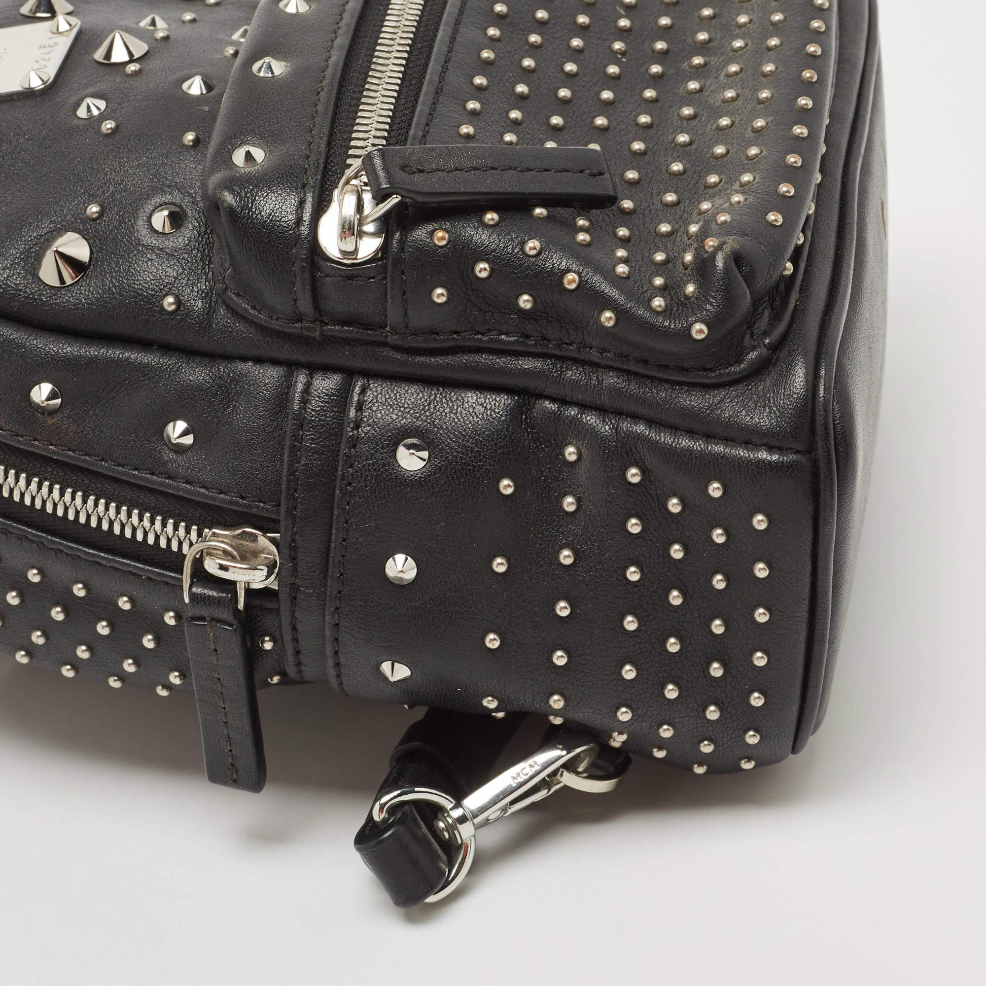 MCM Black Leather Mini Studded Stark-Bebe Boo Backpack 2