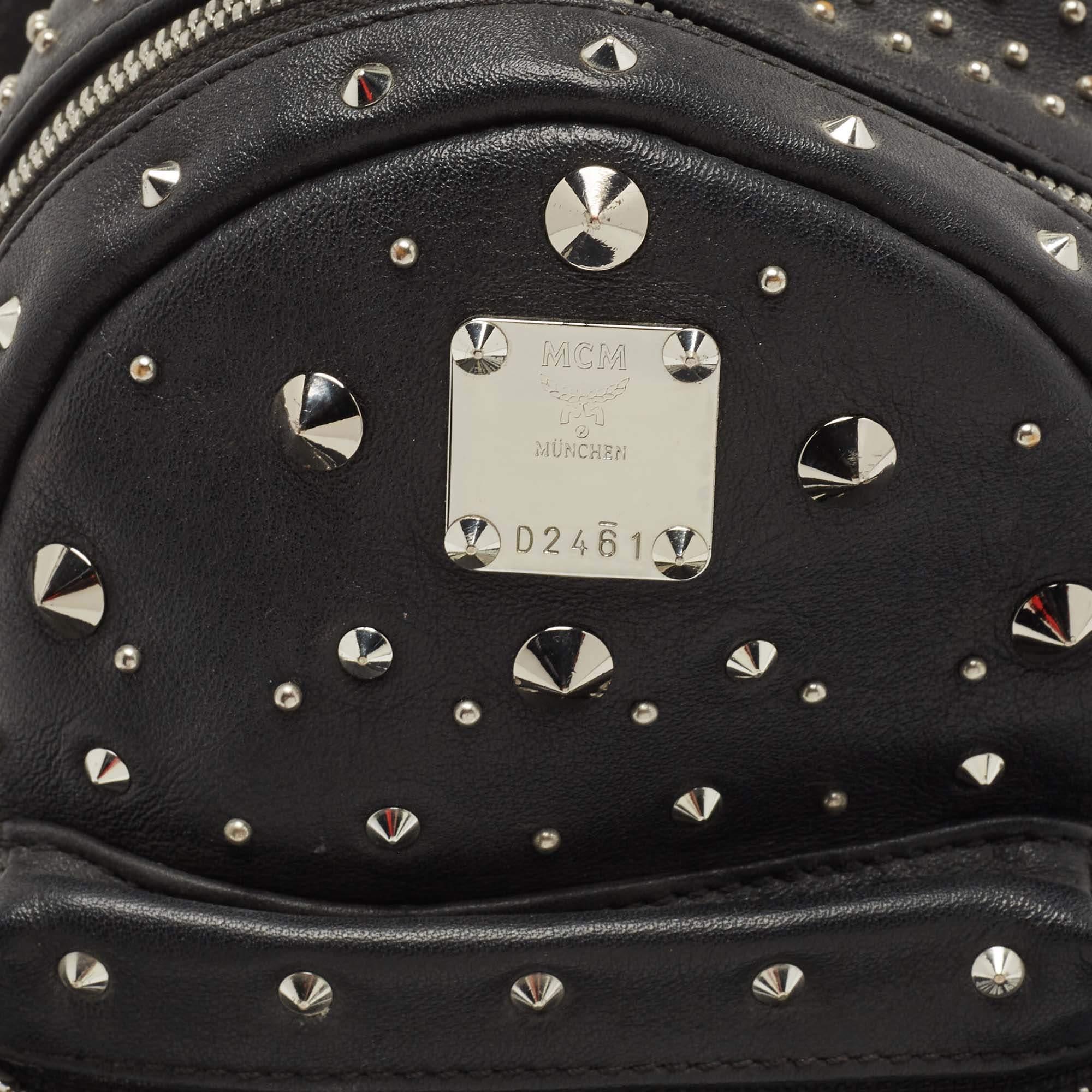 MCM Black Leather Mini Studded Stark-Bebe Boo Backpack 4