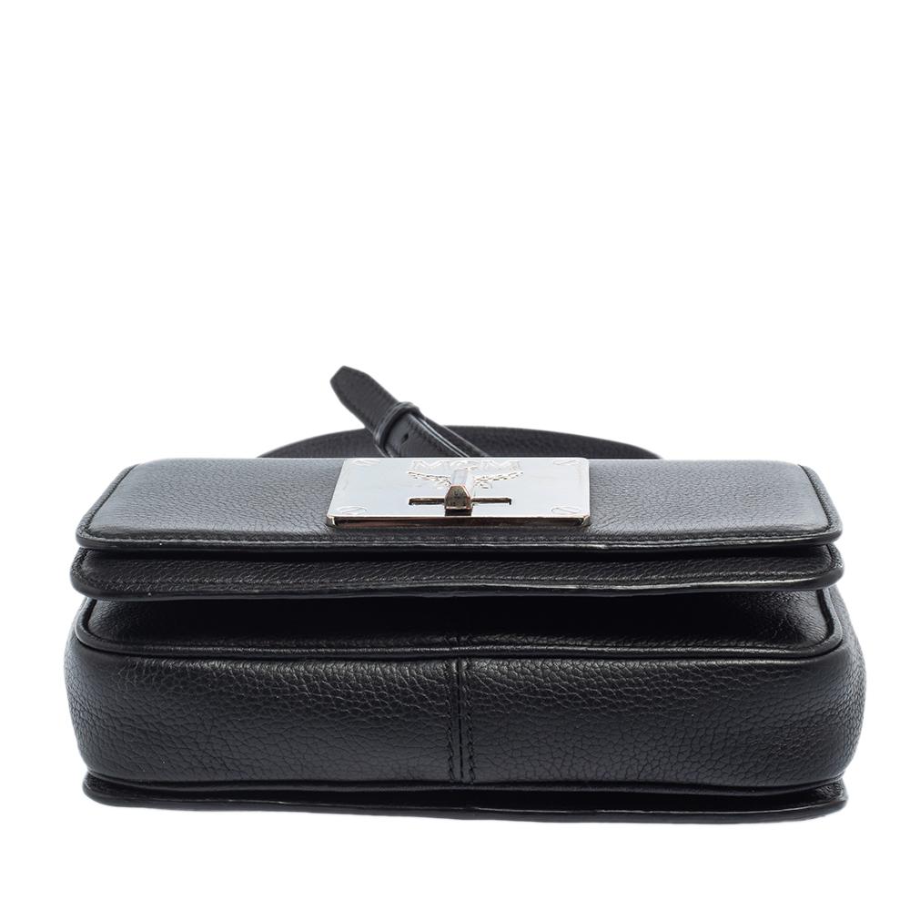 MCM Black Leather Mona Crossbody Bag 2