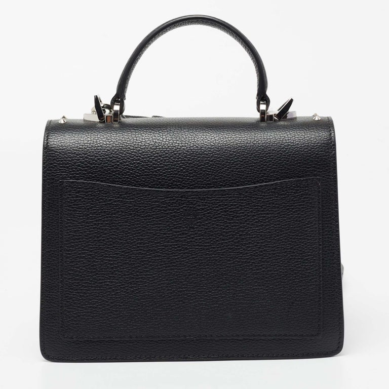 MCM Black Leather Patricia Studded Top Handle Bag at 1stDibs