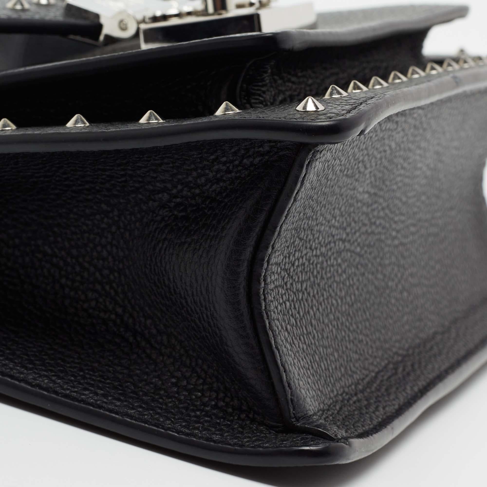MCM Black Leather Patricia Studded Top Handle Bag 2