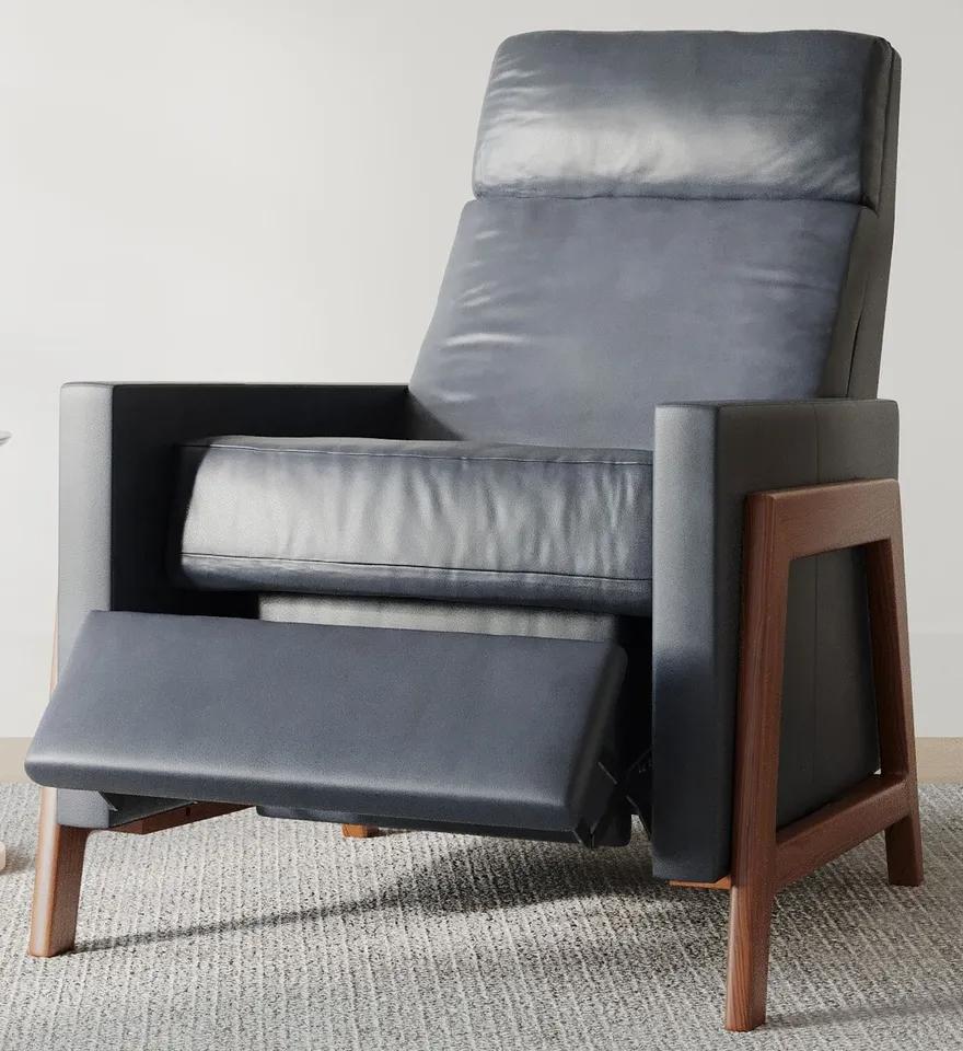 Mid-Century Modern MCM Black Leather Recliner
