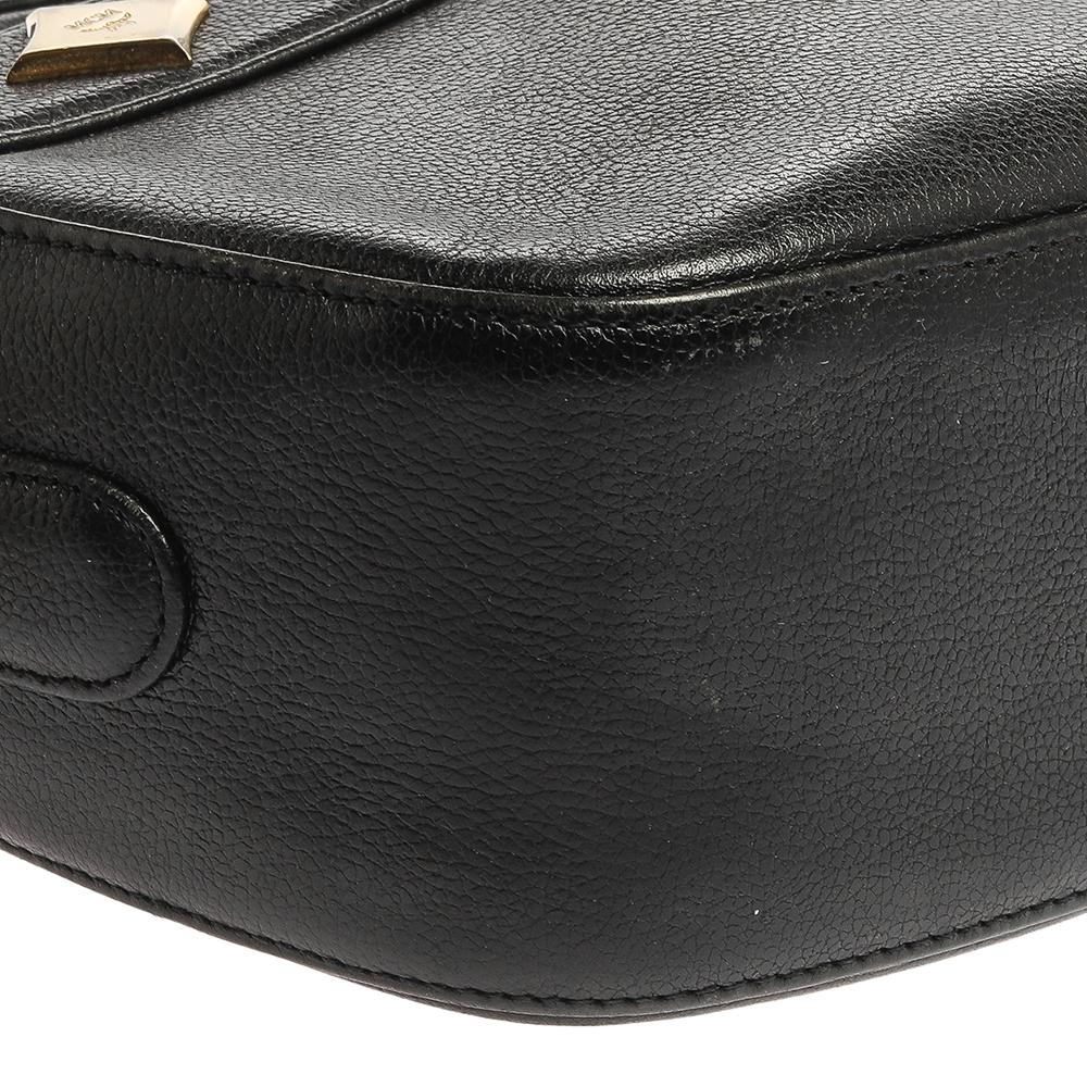 MCM Black Leather Studded Camera Shoulder Bag In Fair Condition In Dubai, Al Qouz 2