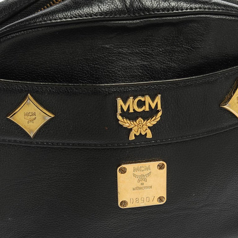 MCM Studded Camera Flap 869445 Black Leather Cross Body Bag For Sale at  1stDibs