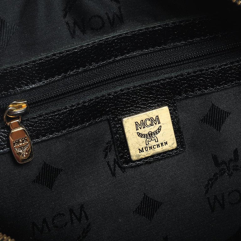 MCM Black Leather Studded Flap Shoulder Bag MCM