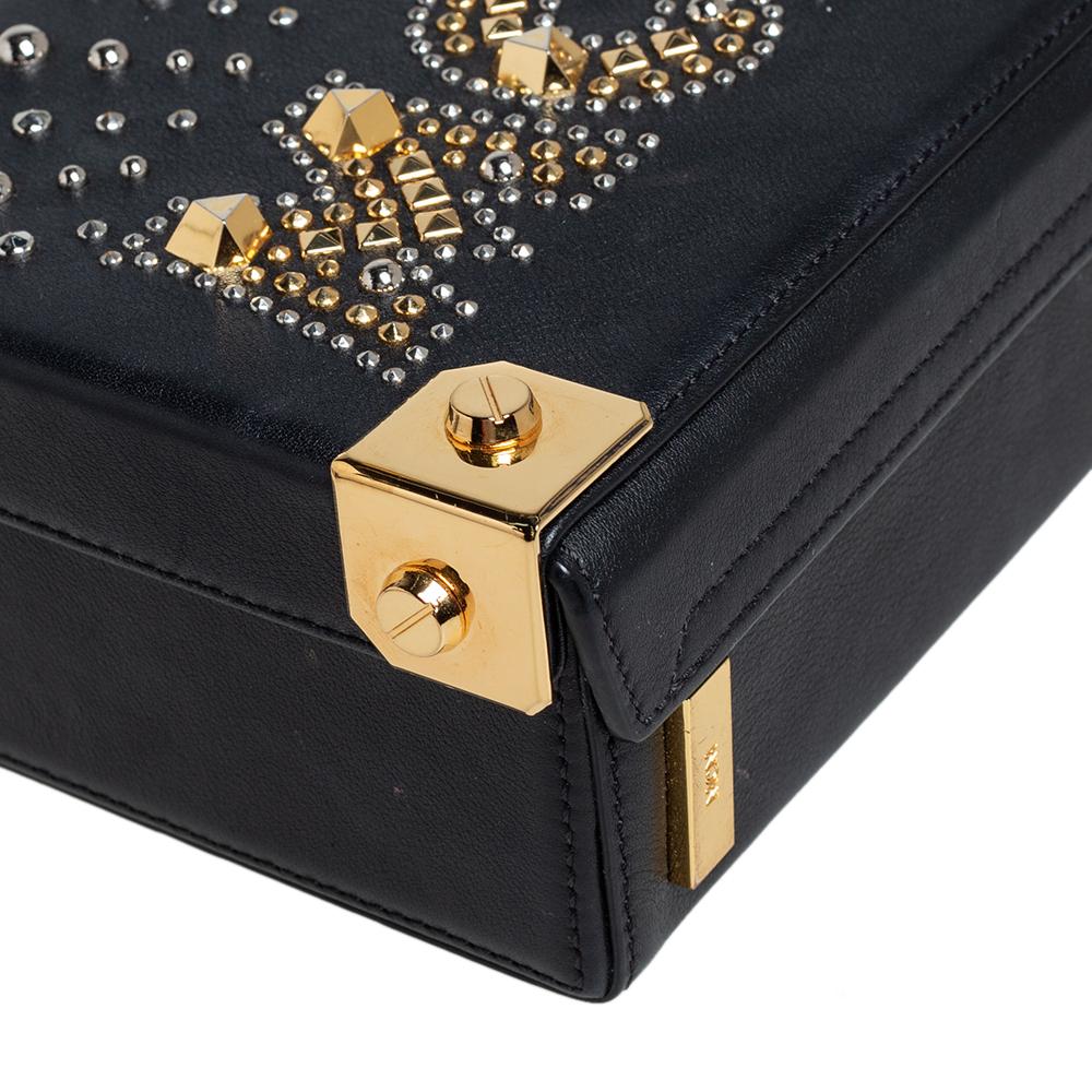 Women's MCM Black Leather Studded Embellished Berlin Box Bag