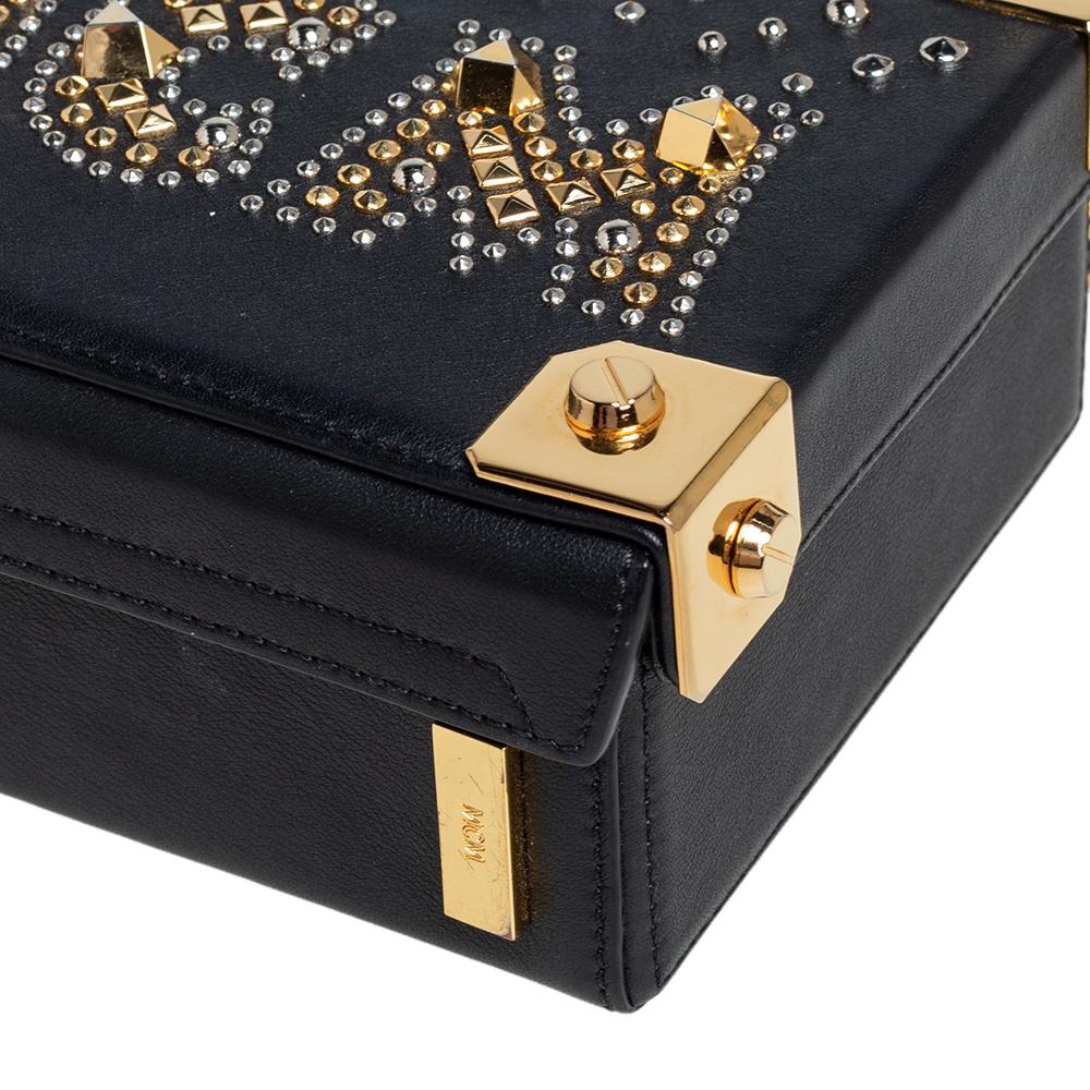 MCM Black Leather Studded Embellished Berlin Box Bag 1
