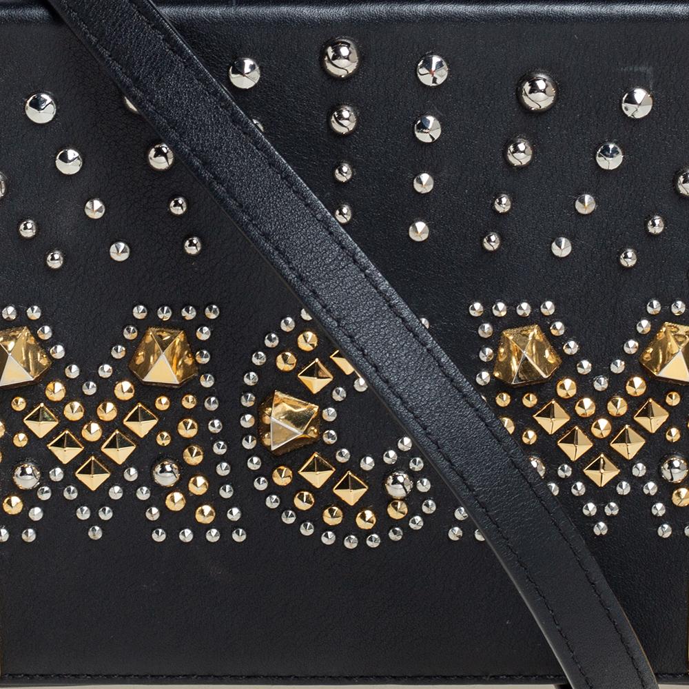 MCM Black Leather Studded Embellished Berlin Box Bag 2