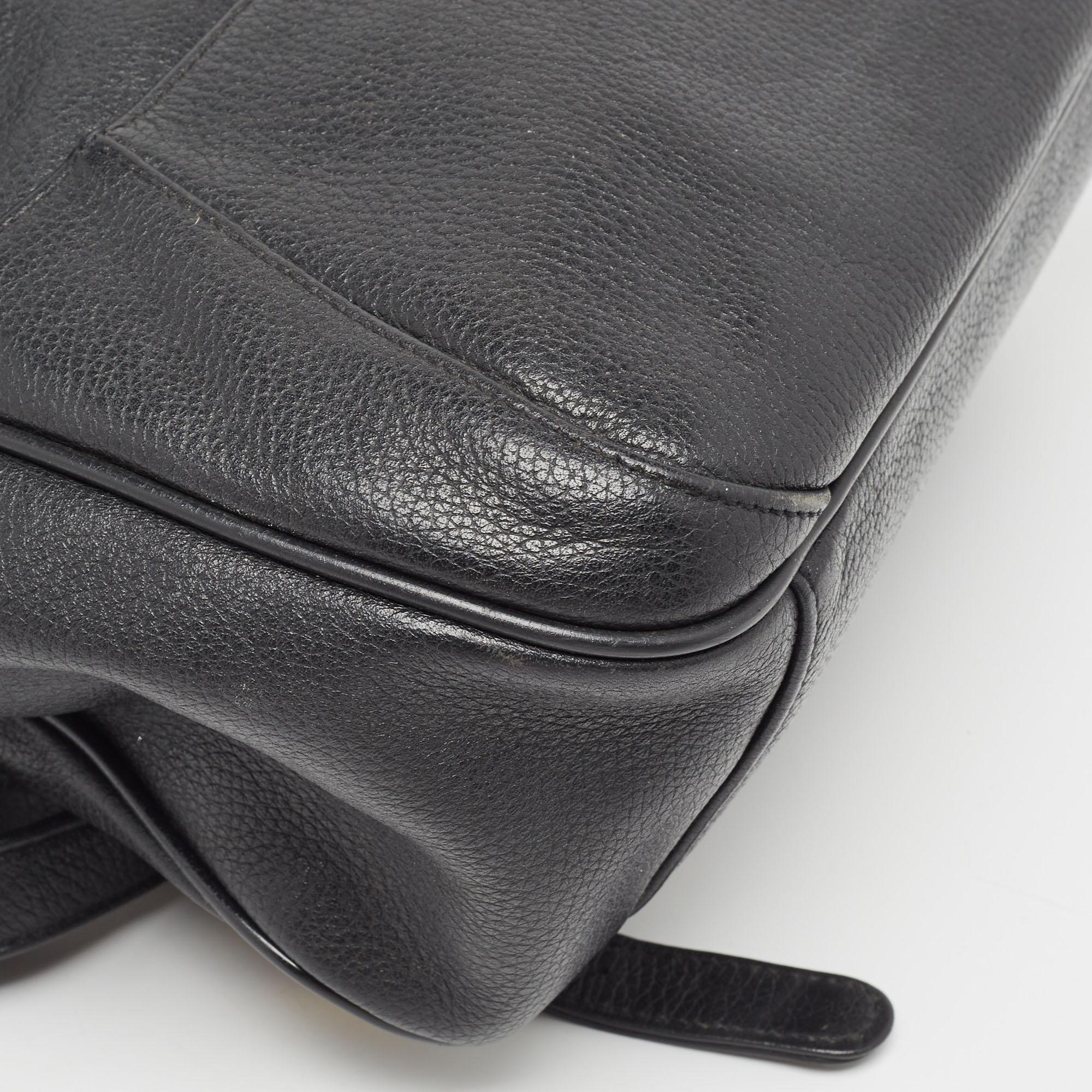 MCM Black Leather Studded Flap Backpack For Sale 4