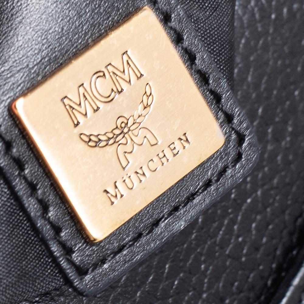 MCM Black Leather Studded Flap Shoulder Bag 3