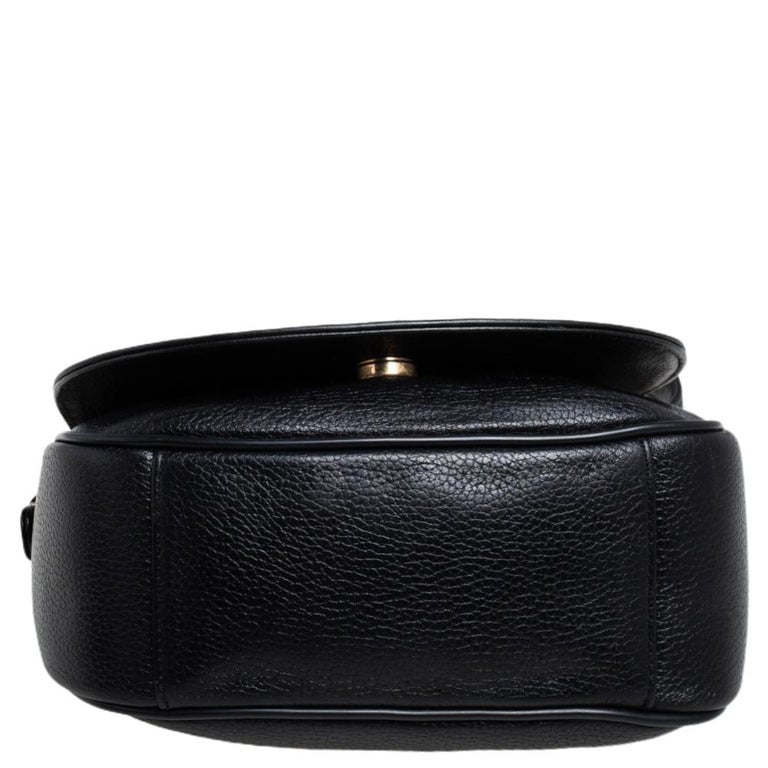 MCM Black Leather Studded Flap Shoulder Bag