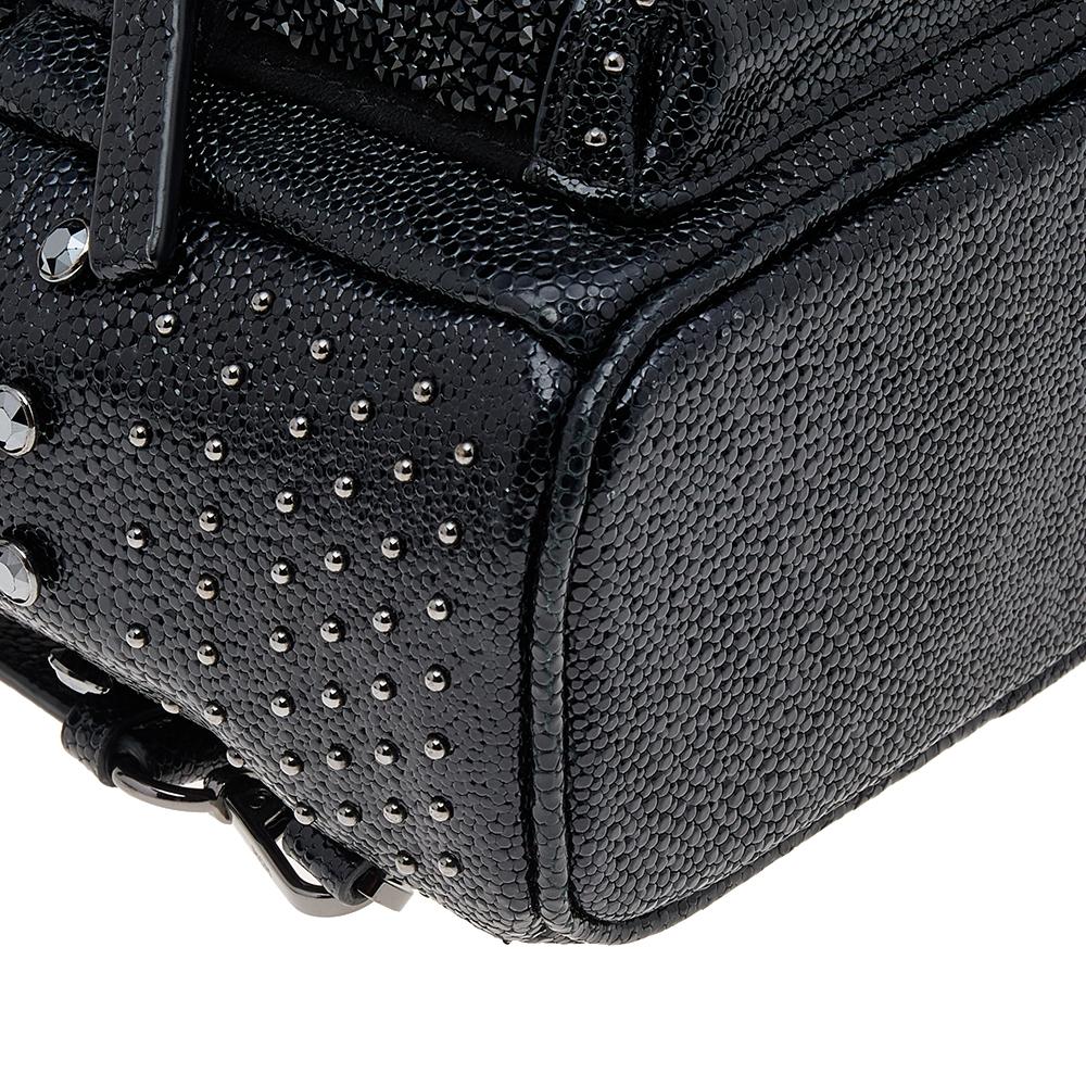 Women's MCM Black Leather X Mini Stark Crystal Embellished Backpack