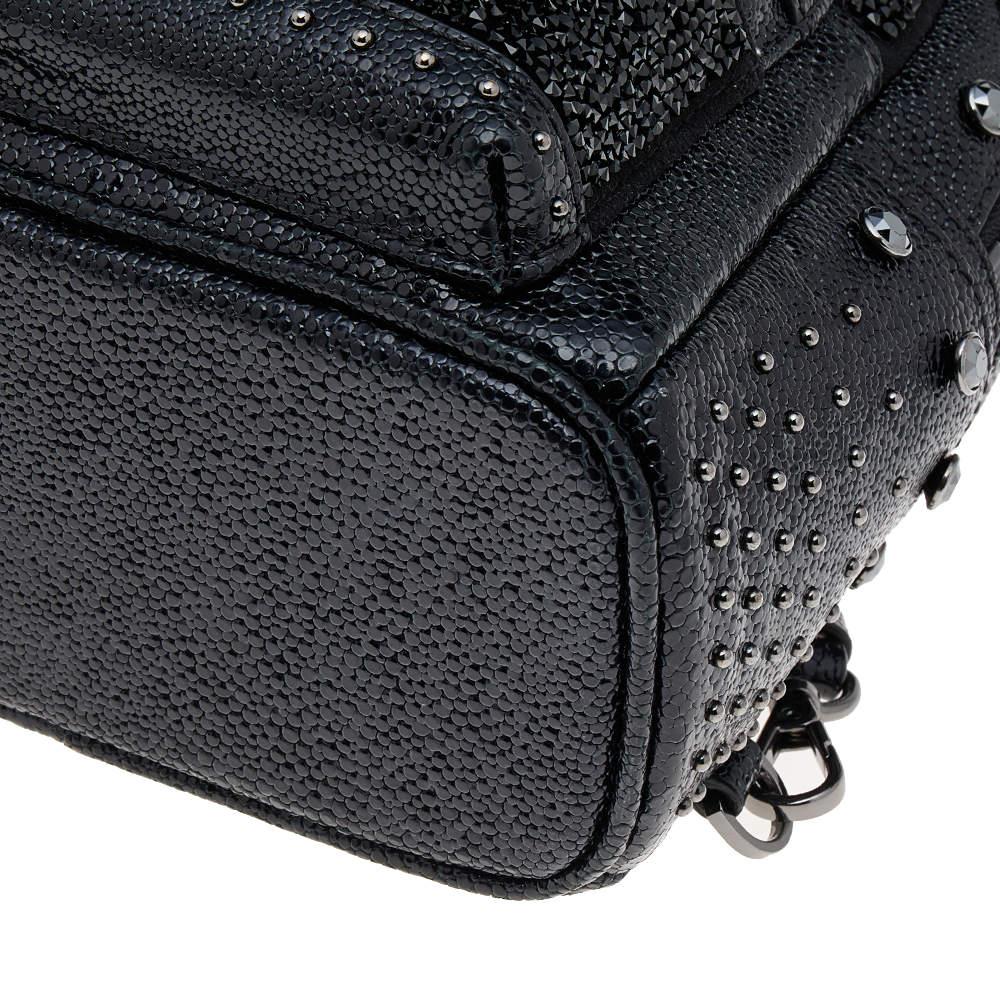 MCM Black Leather X Mini Stark Crystal Embellished Backpack 3