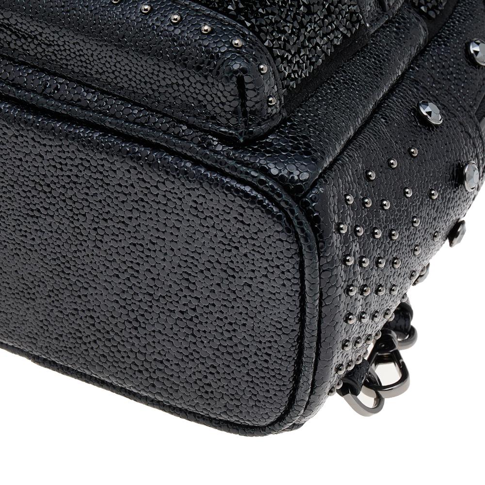 MCM Black Leather X Mini Stark Crystal Embellished Backpack 1