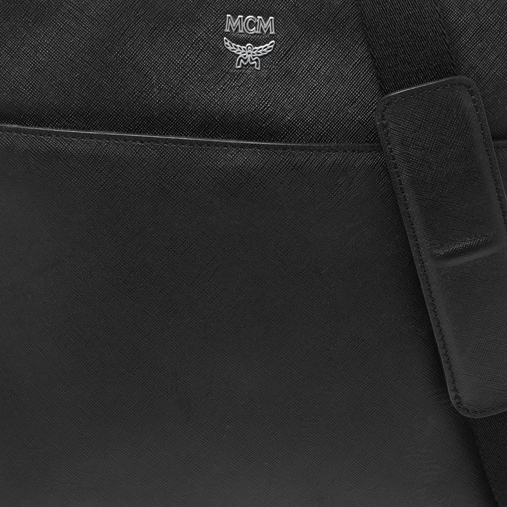 MCM Black Leather Zip Messenger Bag 4