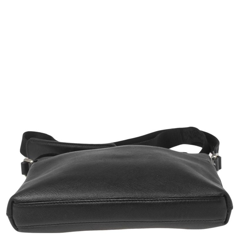 MCM Black Leather Zip Messenger Bag at 1stDibs