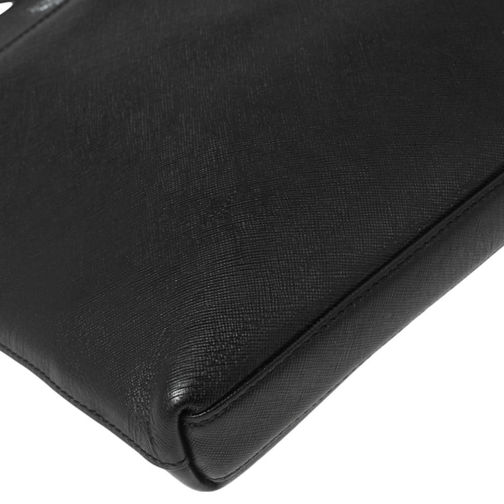 Women's MCM Black Leather Zip Messenger Bag