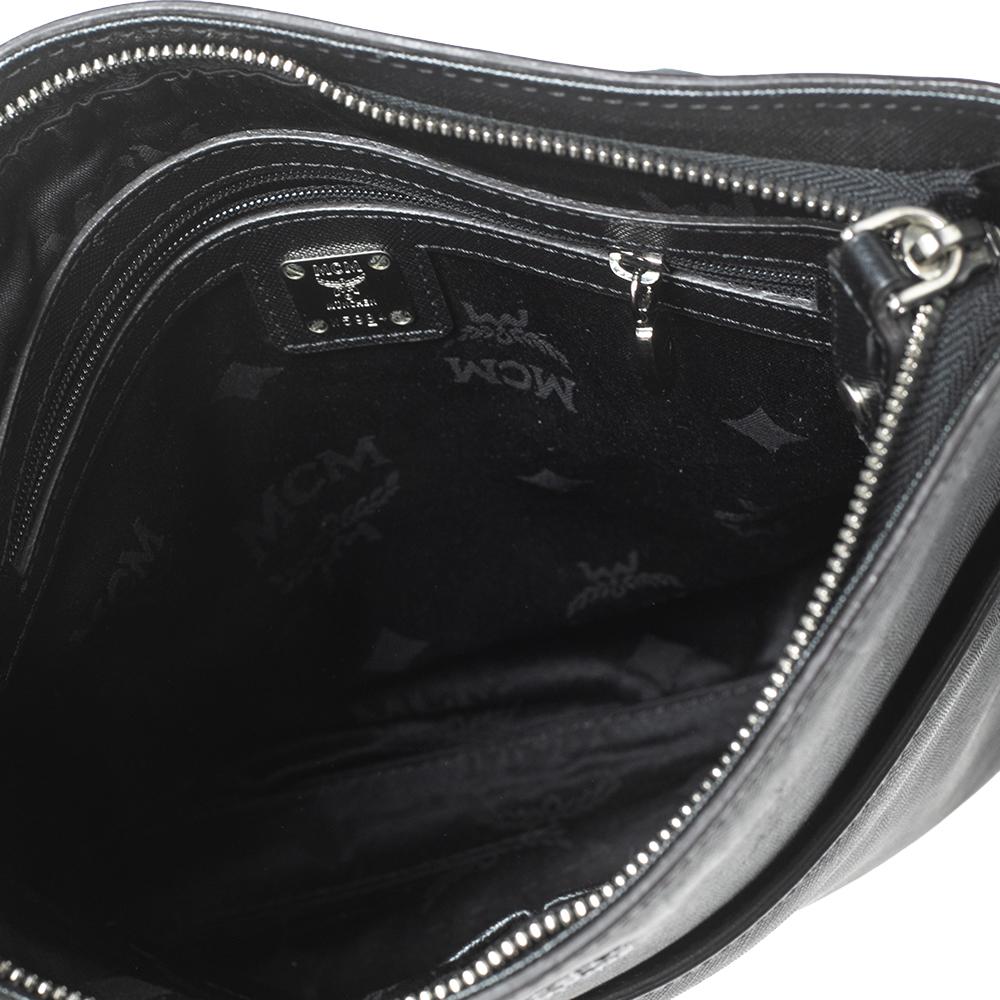 MCM Black Leather Zip Messenger Bag 2