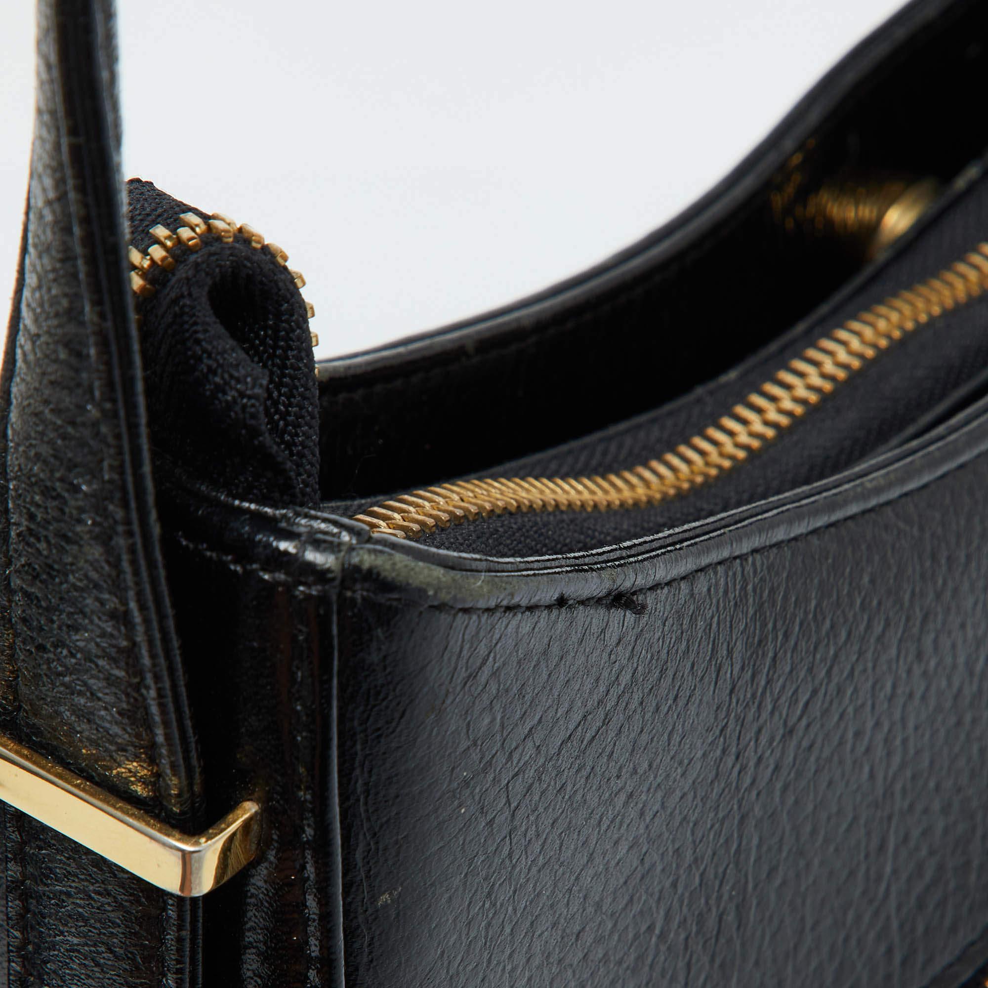 MCM Black Leather Zip Shoulder Bag For Sale 1