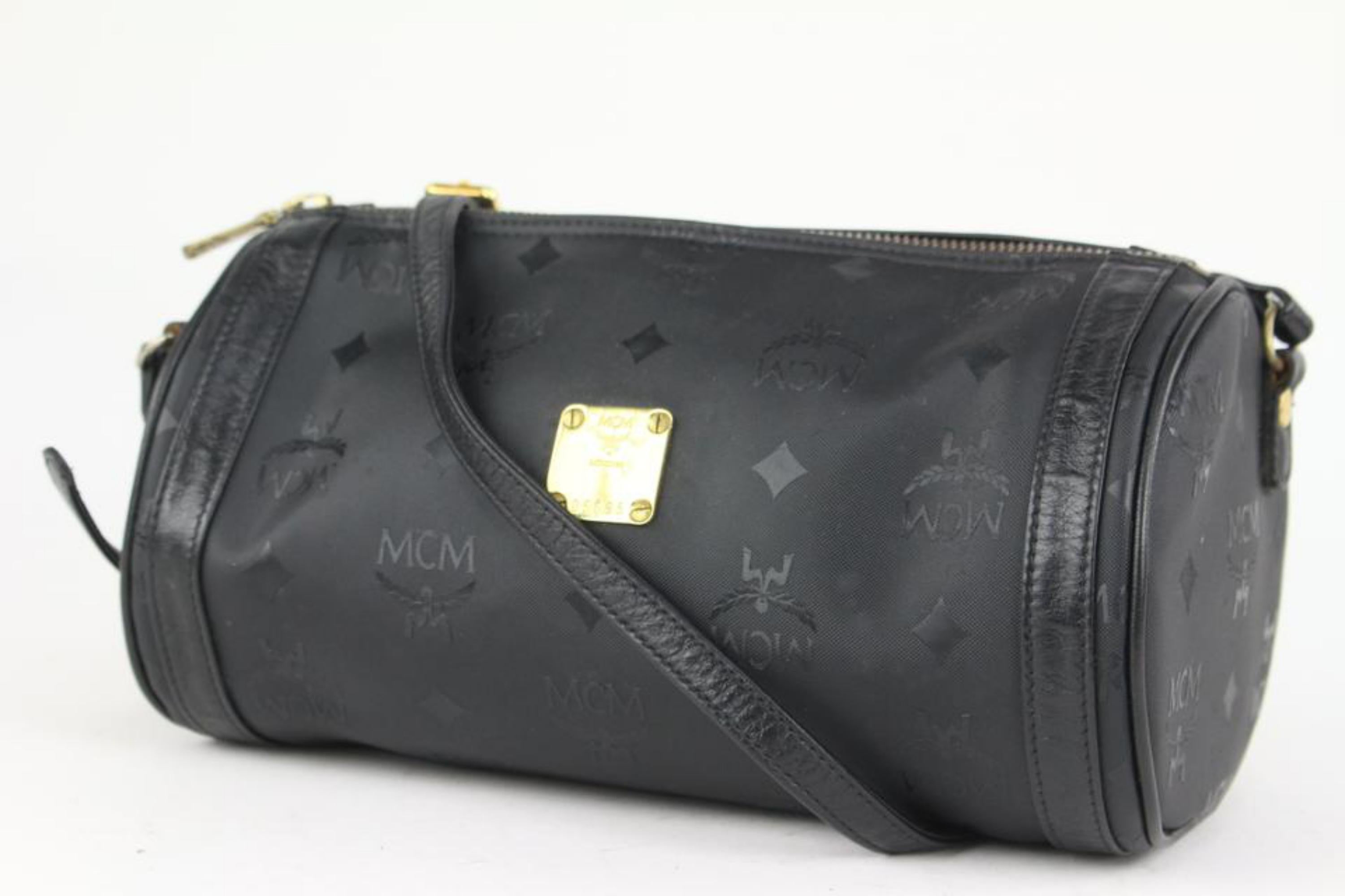 MCM Black Monogram Visetos Barrel Bag Crossbody 3MCM108 7