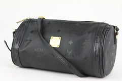 MCM Black Monogram Visetos Barrel Bag Crossbody 3MCM108