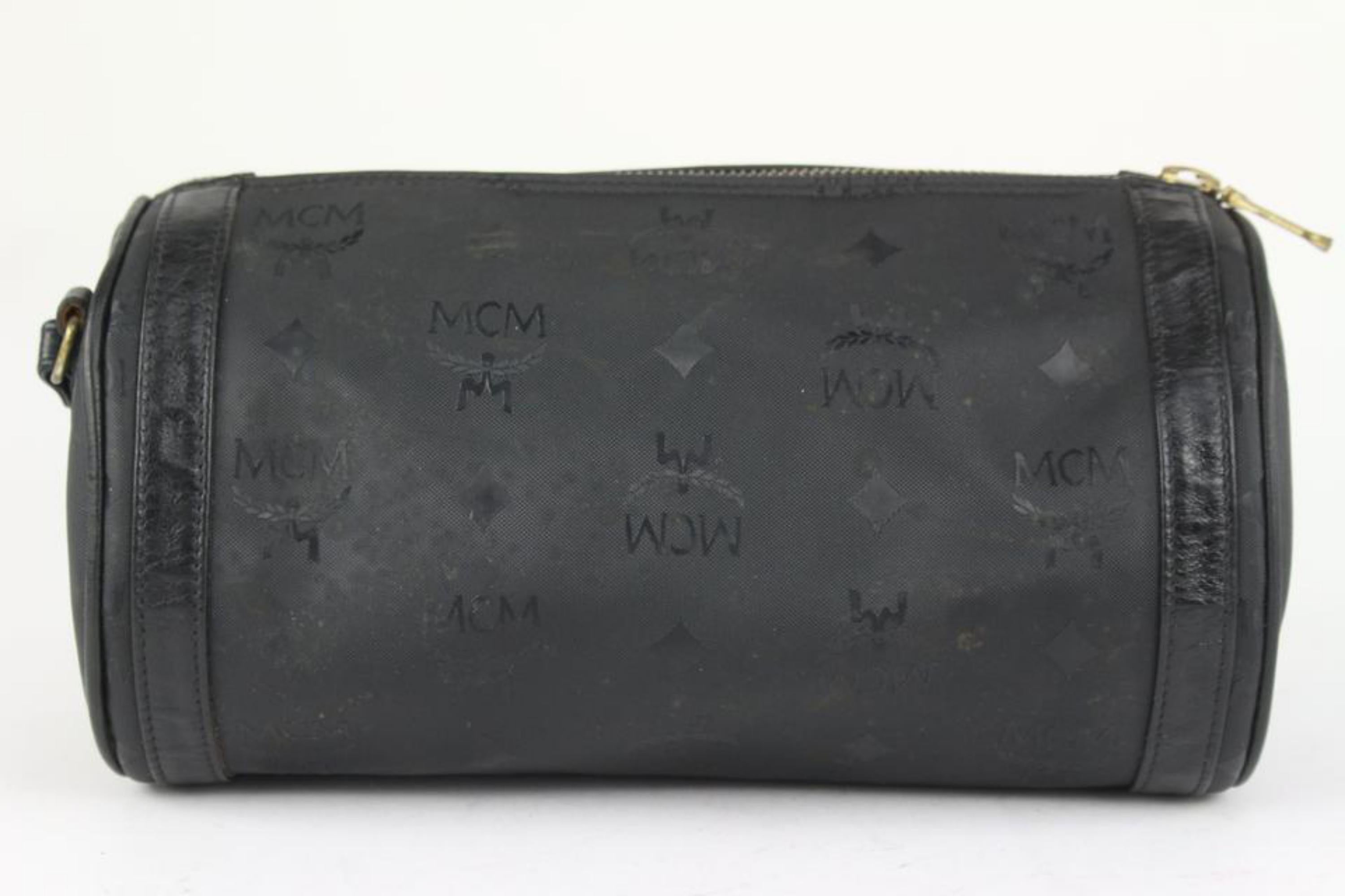 Women's MCM Black Monogram Visetos Barrel Bag Crossbody 3MCM108