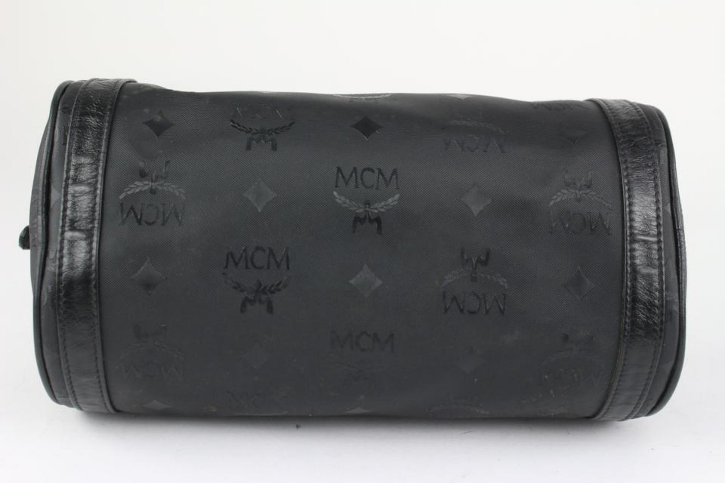 MCM Black Monogram Visetos Barrel Bag Crossbody 3MCM108 1