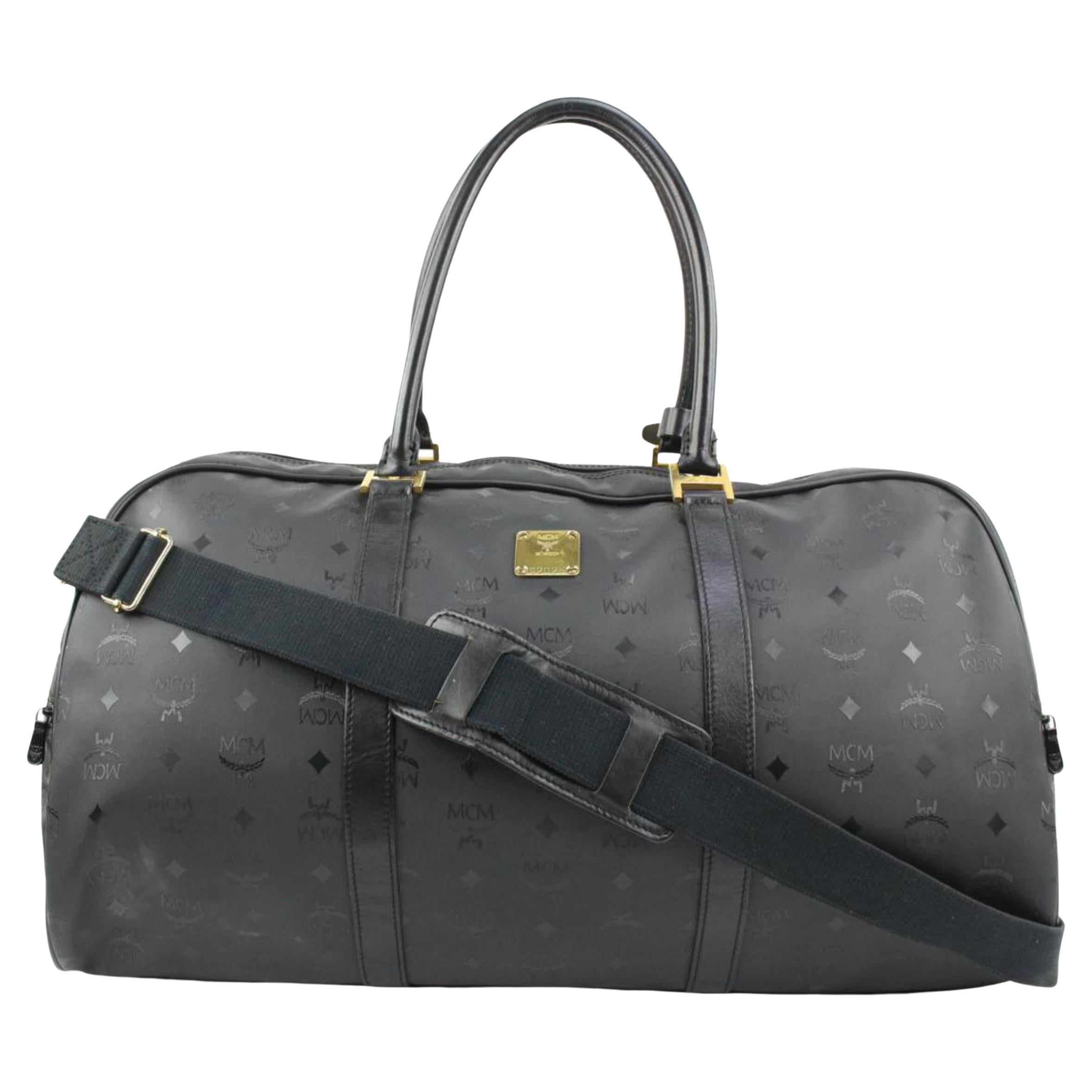 MCM Cognac Monogram Visetos Boston Duffle Bag 917mcm28 For Sale at 1stDibs