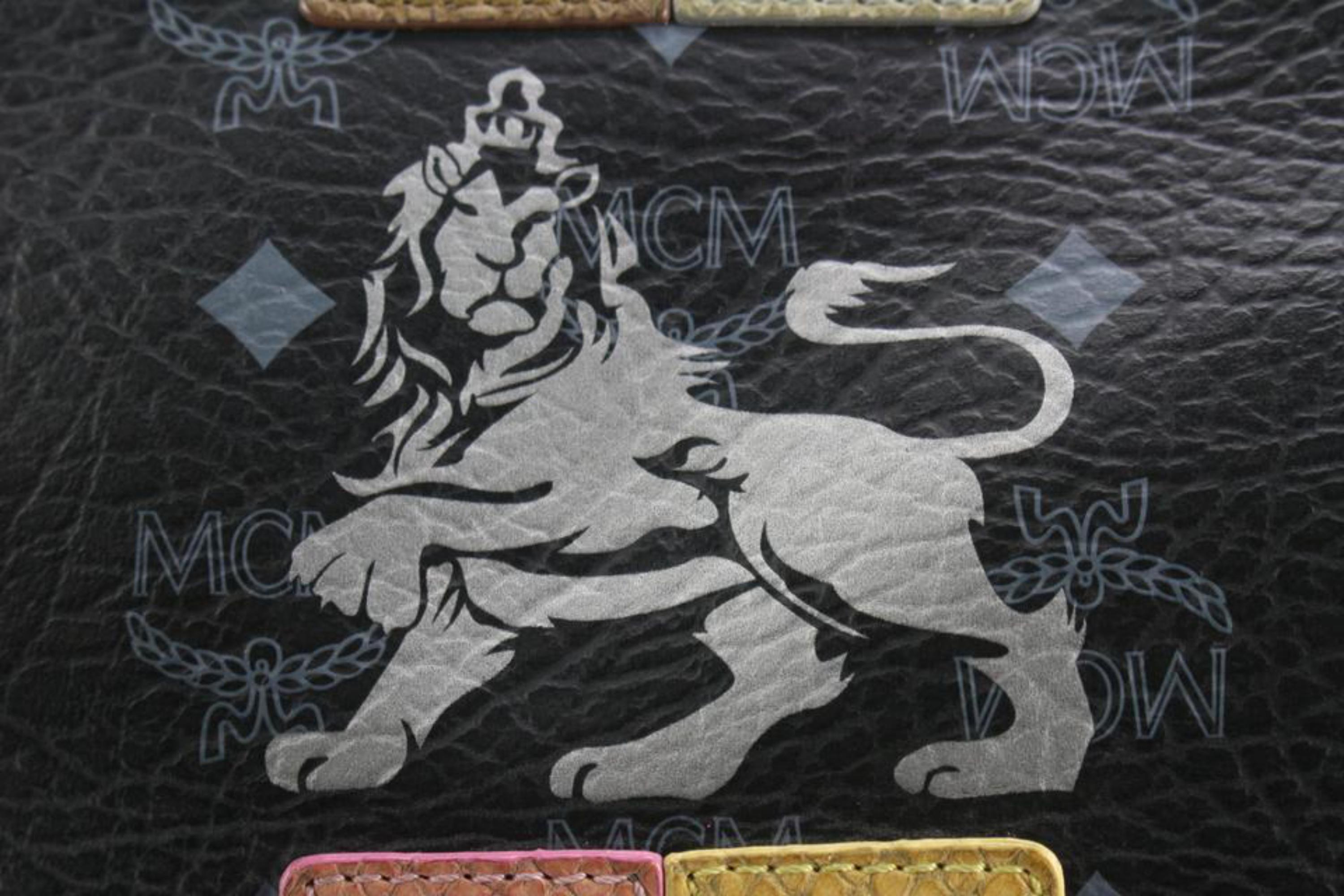 MCM Black Visetos Coated Canvas and Leather Princess Lion Shopper