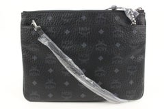 MCM Visetos Logo Pouch Crossbody Pochette 120M19 mit schwarzem Monogramm, MCM