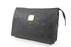 MCM Pochette de toilette noire avec monogramme Visetos Logo 118m35