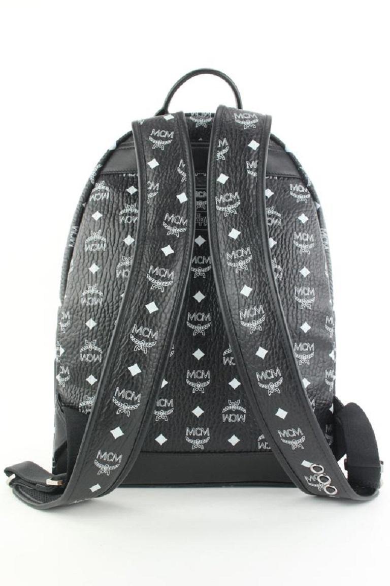 MCM Black Monogram Visetos Wizpark Medium Stark Backpack Stereo 862878 In Good Condition In Dix hills, NY