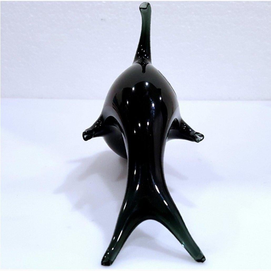 Mid-Century Modern Black Murano Glass Dolphin by V. Nason, Italy, with Original Label For Sale