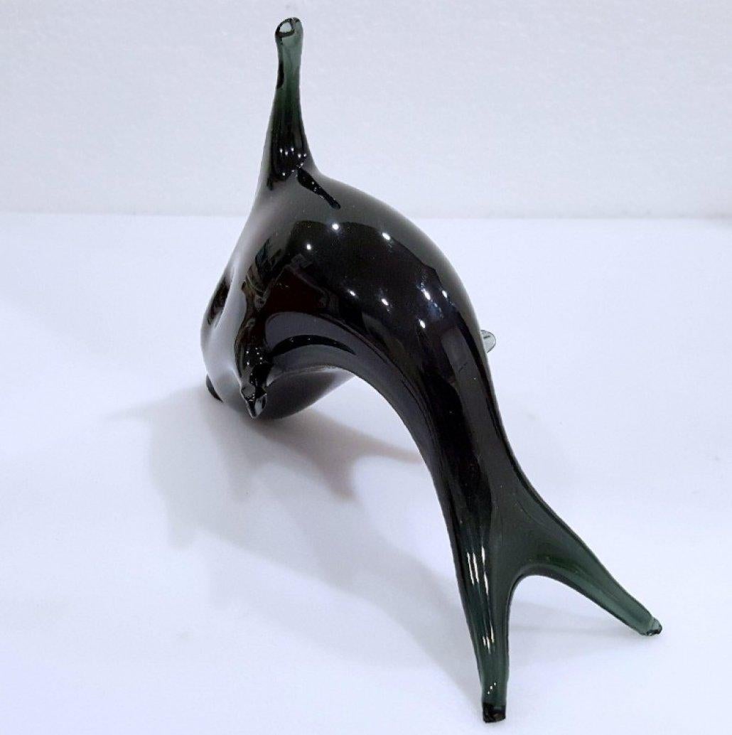 Italian Black Murano Glass Dolphin by V. Nason, Italy, with Original Label For Sale