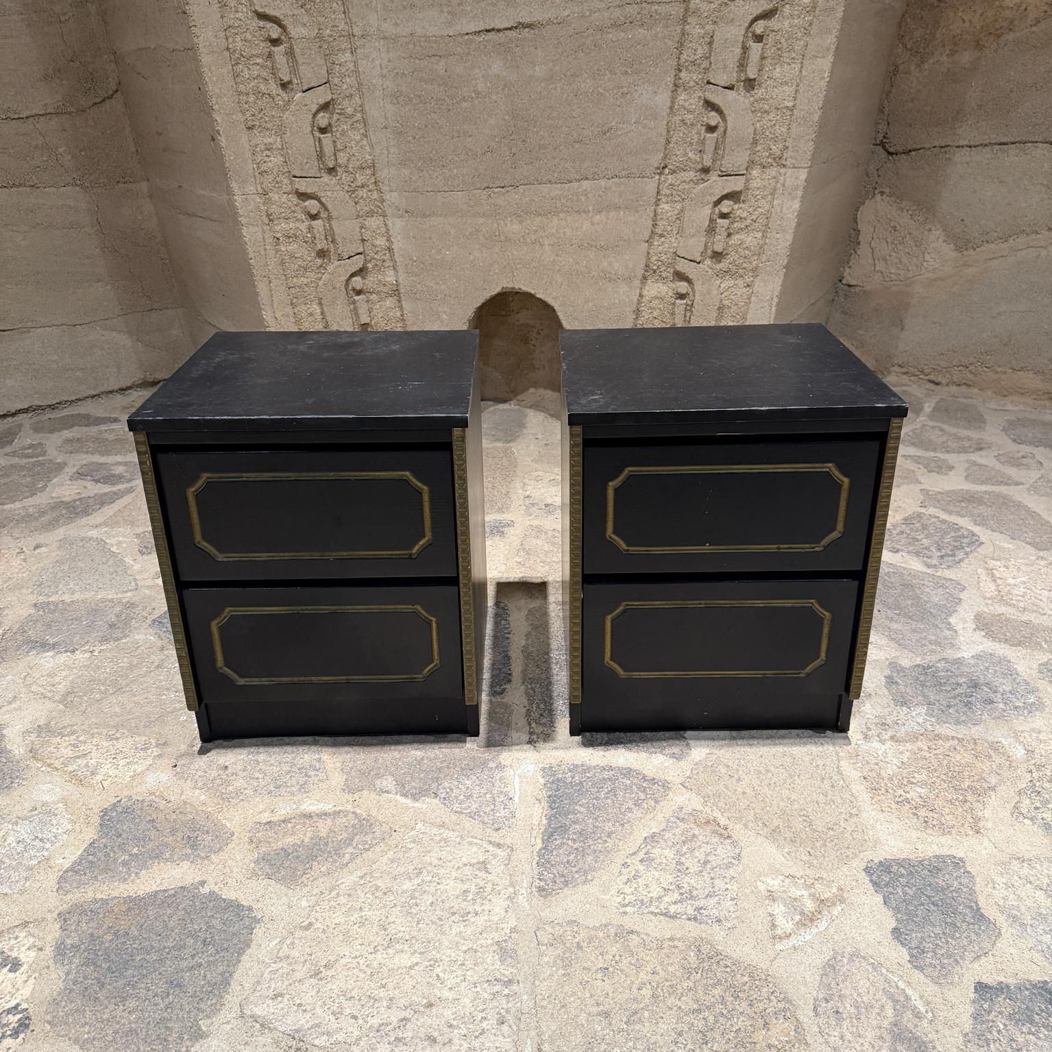 Mid-Century Modern MCM Black Nightstands Styled After Dorothy Draper For Sale
