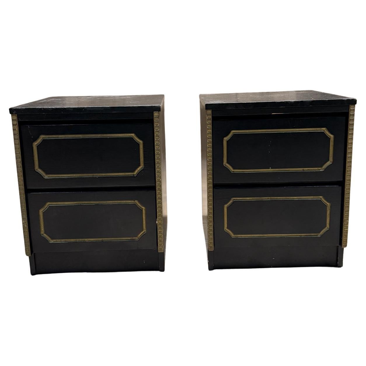 MCM Black Nightstands Styled After Dorothy Draper